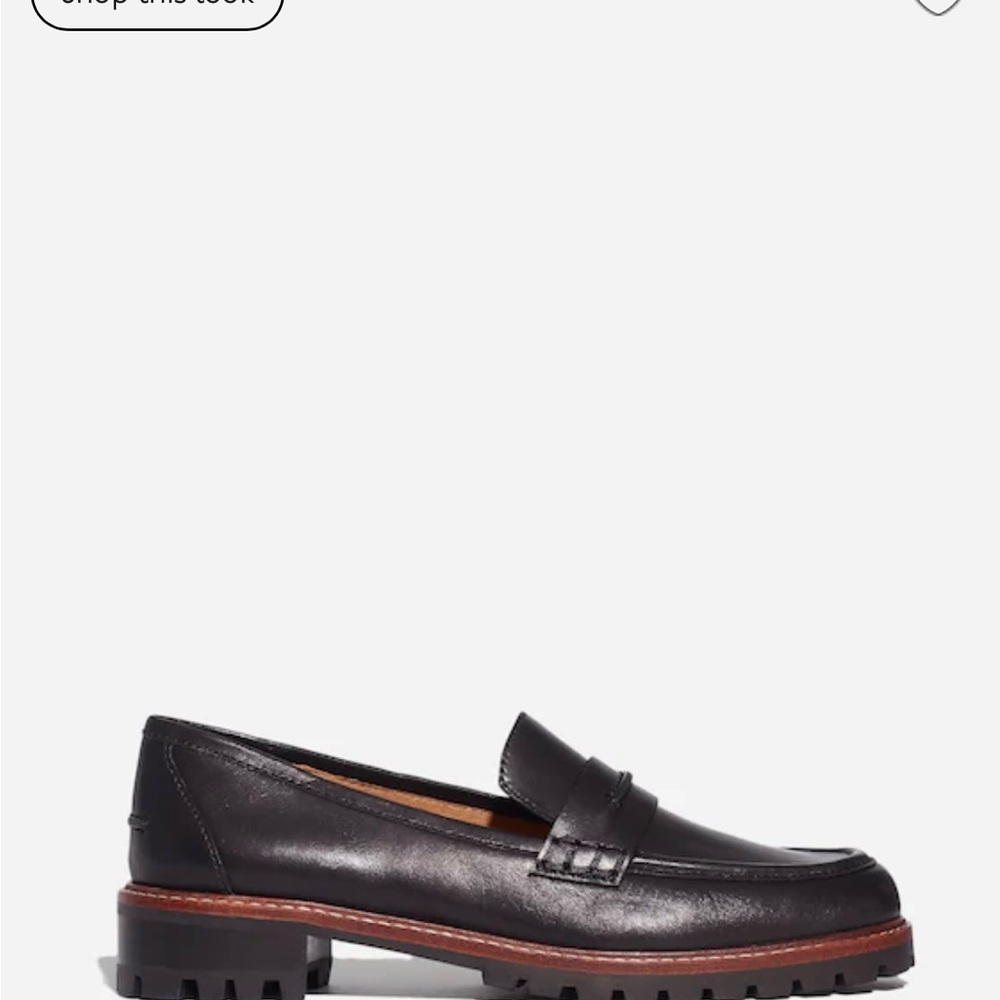 Madewell Black Leather Lug Sole Penny Loafers